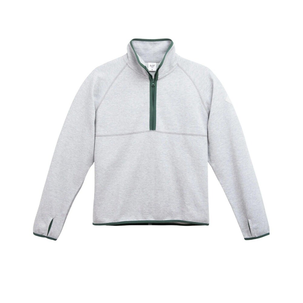 Herschel Mens Outdoor Performance Heather Light Grey Quarter Zip, Size XL